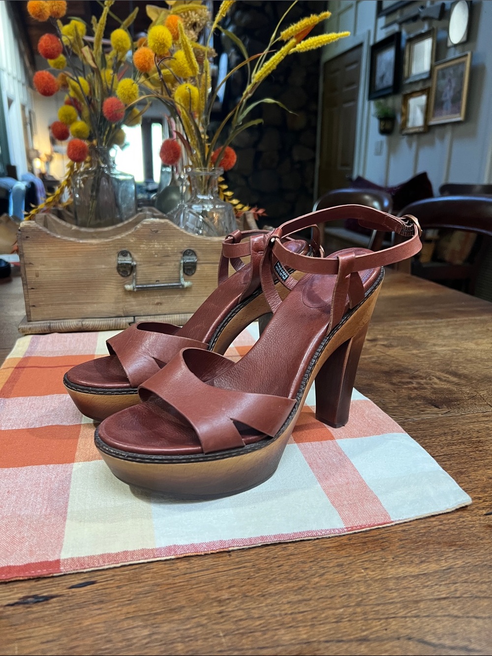 UGG Naima Leather Wooden Heels